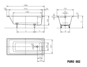 Стальная ванна Kaldewei Puro Antislip, 170х75