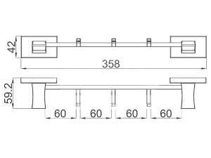 Планка с крючками Gappo G0716-30 / G0716-40 / G0716-50, 36 см 3 крючка, хром