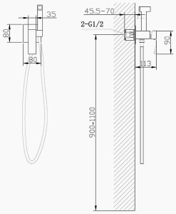 Смеситель встраиваемый Abber Wasserfall AF8625NG с гигиеническим душем