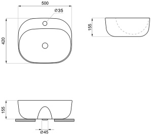 Умывальник Wellsee Ideal 326902000 / 326906000, 50х42, белый глянцевый