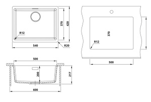 Кухонная мойка Roxen Gap 360270-54NG Nardo Gray, 54х42, nardo gray