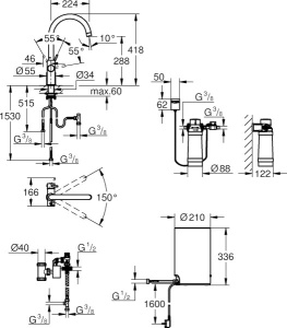 Смеситель для кухонной мойки Grohe Red Duo 30083001 / 30083DC1 в комплекте с бойлером, хром