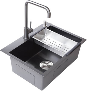 Кухонная мойка Avina HM5550 PVD (графит) с коландером и дозатором