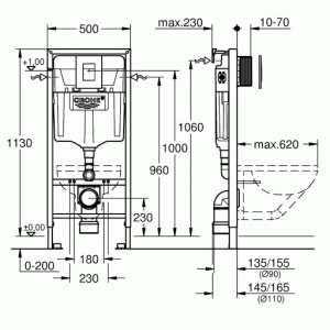 Комплект инсталляции Grohe Rapid Sl 38772SH0 с унитазом Roxen Antares 530185-01 Rimless Soft Close