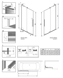 Душевая шторка на ванну Radaway Furo SL Gold PND II Door, 100х120 левая, прозрачный
