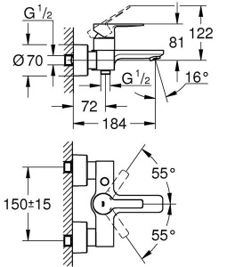 Смеситель для ванны Grohe Lineare 33849001 / 33849DC1