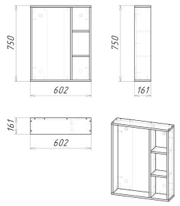 Зеркало Grossman Флай 60 / 70 / 80, 60х70, дуб сонома