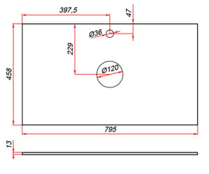 Столешница ЗОВ компакт-плита 13 Белая CKP13W795458C2 (2 выреза)