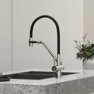Смеситель для кухонной мойки Sancos Dora SC4003CH / SC4003BN с подключением к фильтру воды, брашированный никель, черный