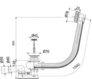 Сифон для ванны AlcaPlast A55K 100