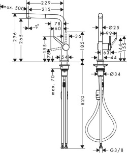 Смеситель для кухонной мойки Hansgrohe Talis M54 72808000 с выдвижным изливом