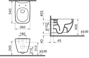 Подвесной унитаз Vitra Shift Rim-ex