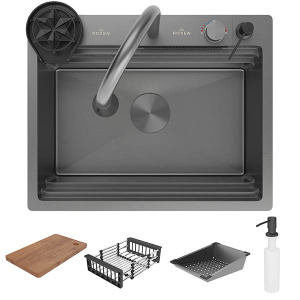 Кухонная мойка Roxen Stage Plus 560250-60B PVD (оружейная сталь) многофункциональная 8 в 1