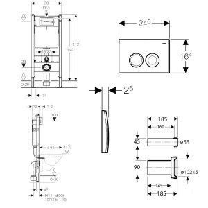 Комплект инсталляции Geberit Duofix с кнопкой Delta 21 и унитазом Roxen Antares Tornado 530185-02 Rimless Soft Close, белый