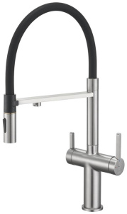 Кухонная мойка Roxen Stage 560250-60 в комплекте с держателем для ножей, двумя коландерами, разделочной доской, дозатором и смесителем Rose R458L