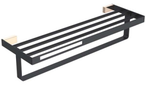 Полка для полотенец с держателем Boheme Q Black 10947-B / 10947-CR-B / 10947-G-B, золото, черный