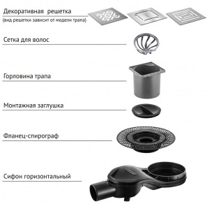 Душевой трап Berges Wasserhaus Platz Antik хром матовый, 10х10 см