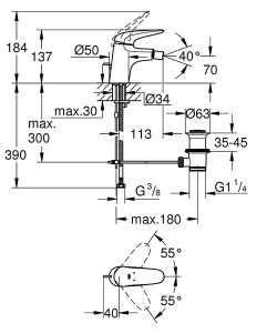 Смеситель для биде Grohe Eurostyle Solid 23720003