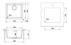 Комплект 2 в 1 кухонная мойка Roxen Gap 360270-44VB Vanta Black со смесителем Keit 500504GM-GR