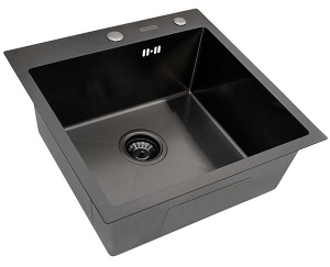 Кухонная мойка Arfeka AF 50 Black с коландером и дозатором