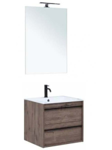 Комплект мебели Aquanet Lino 60 / 70 / 80 / 90 дуб веллингтон зеркало белый матовый, 60, дуб веллингтон