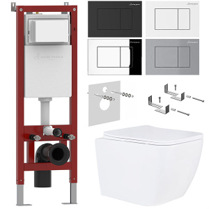 Комплект инсталляции Asten Readle Zentralmodul AR0501 с кнопкой и унитазом Roxen Cube Tornado 530135-01, белый глянцевый