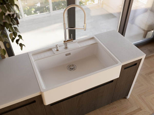 Смеситель для кухонной мойки Omoikiri Kanto-2 Plus-SB-BN-WH / Kanto-2 Plus-SB-C-WH с подключением к фильтру воды, нержавеющая сталь, белый
