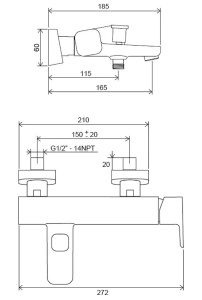Смеситель для ванны Ravak 10° TD F 022.00/150