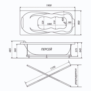 Гидромассажная ванна Triton Персей базовая Flat, 190х90