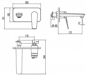 Смеситель встраиваемый Lemark Bronx LM3726BL (1 функция)