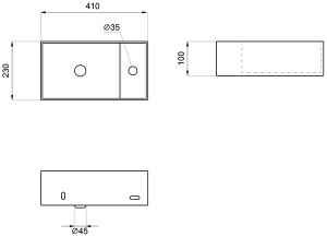 Умывальник Wellsee WC Area 321806000 / 321809000, 41х23 L, серый матовый