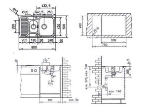 Кухонная мойка TEKA Princess 1 1/2B 1/2D (+61001169+PA330/PA133), 80х50, микротекстура