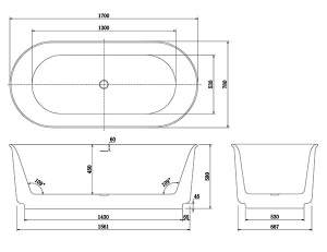 Ванна композитная Roxen Art 220100-1778-BG Corian® Solid Surface + акрил