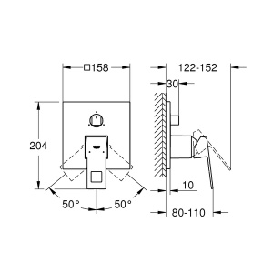 Смеситель встраиваемый Grohe Eurocube 24094000 наружная часть (3 функции), хром