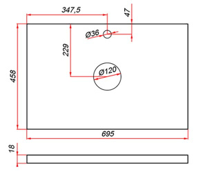 Столешница ЗОВ Белая CLDSP18W695458C2 (2 выреза)