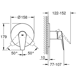 Смеситель встраиваемый Grohe BauEdge 24161001 (1 функция), хром