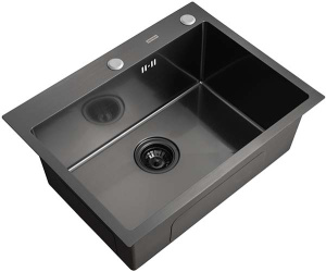 Кухонная мойка Arfeka Eco AR 60 Black PVD Nano со смесителем и дозатором