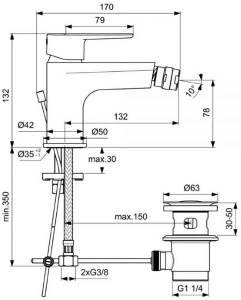 Смеситель для биде Ideal Standard Cerafine O Black BC705XG