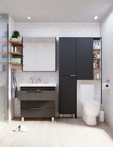 Шкаф-зеркало 1Marka Gaula Black 60 / 80, 60х80, матовый графит