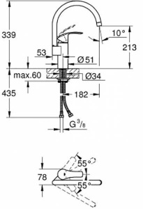 Смеситель для кухонной мойки Grohe Eurosmart New 33202002 / 33202DC2, хром