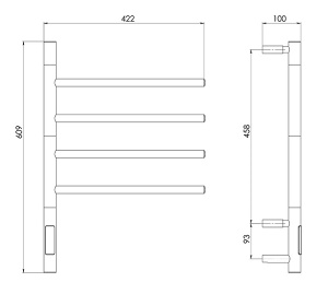 Полотенцесушитель Gloss&Reiter Е2 Ti#1 L F4 / F6 белый электрический (таймер), 43х80 6 перекладин