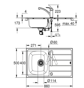 Кухонная мойка Grohe K200 31552SD1 + смеситель Grohe Eurosmart 33281003