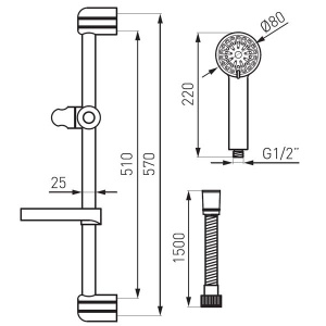 Душевой гарнитур Ferro Ego N150B