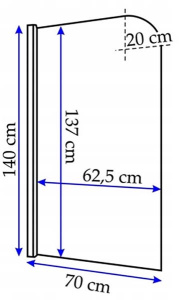Душевая шторка на ванну Rea Topaz 70 / 80, 70х140, прозрачный
