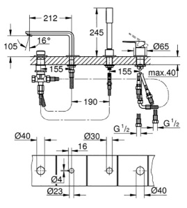 Смеситель на борт ванны Grohe Lineare 19577001 / 19577DC1