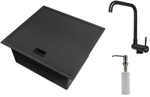 Кухонная мойка Arfeka AF 52 Black PVD Nano со смесителем и дозатором