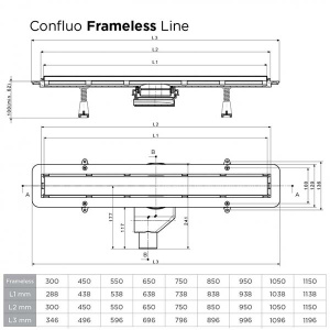 Душевой трап Pestan Confluo Frameless Line Gold 2 в 1 двусторонний под плитку, 30 см