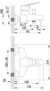 Смеситель для ванны Lemark Luna LM4102C