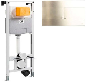 Система инсталляции OLI 120 885052 + клавиша смыва Slim Inox 888565 / 888561, белое золото