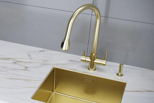 Смеситель для кухонной мойки Paulmark Lange La214212-SBG с подключением к фильтру воды